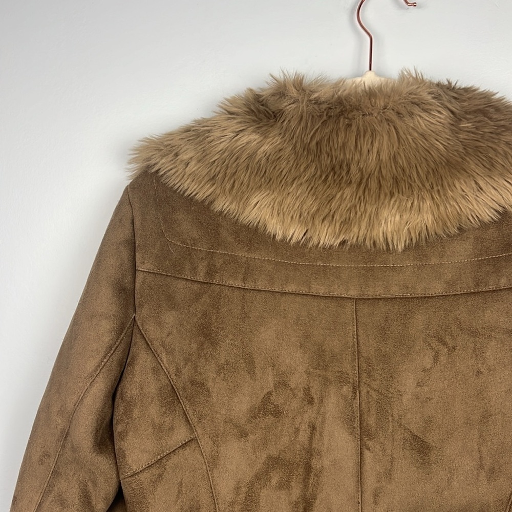 Anne Klein vintage faux fur lined faux suede penny lane style coat size medium - Picture 10 of 12